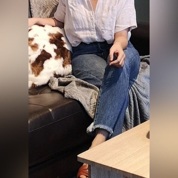 Levi’s button fly white oak cone denim slim straight raw hem Size 26 EUC - Picture 2 of 14